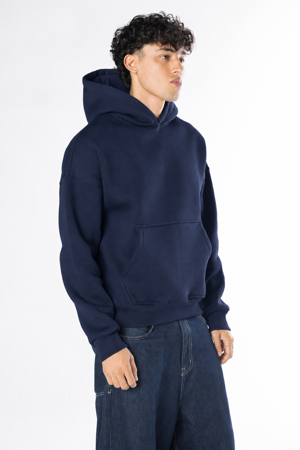 Boxy Fit Hoodie - Navy blue