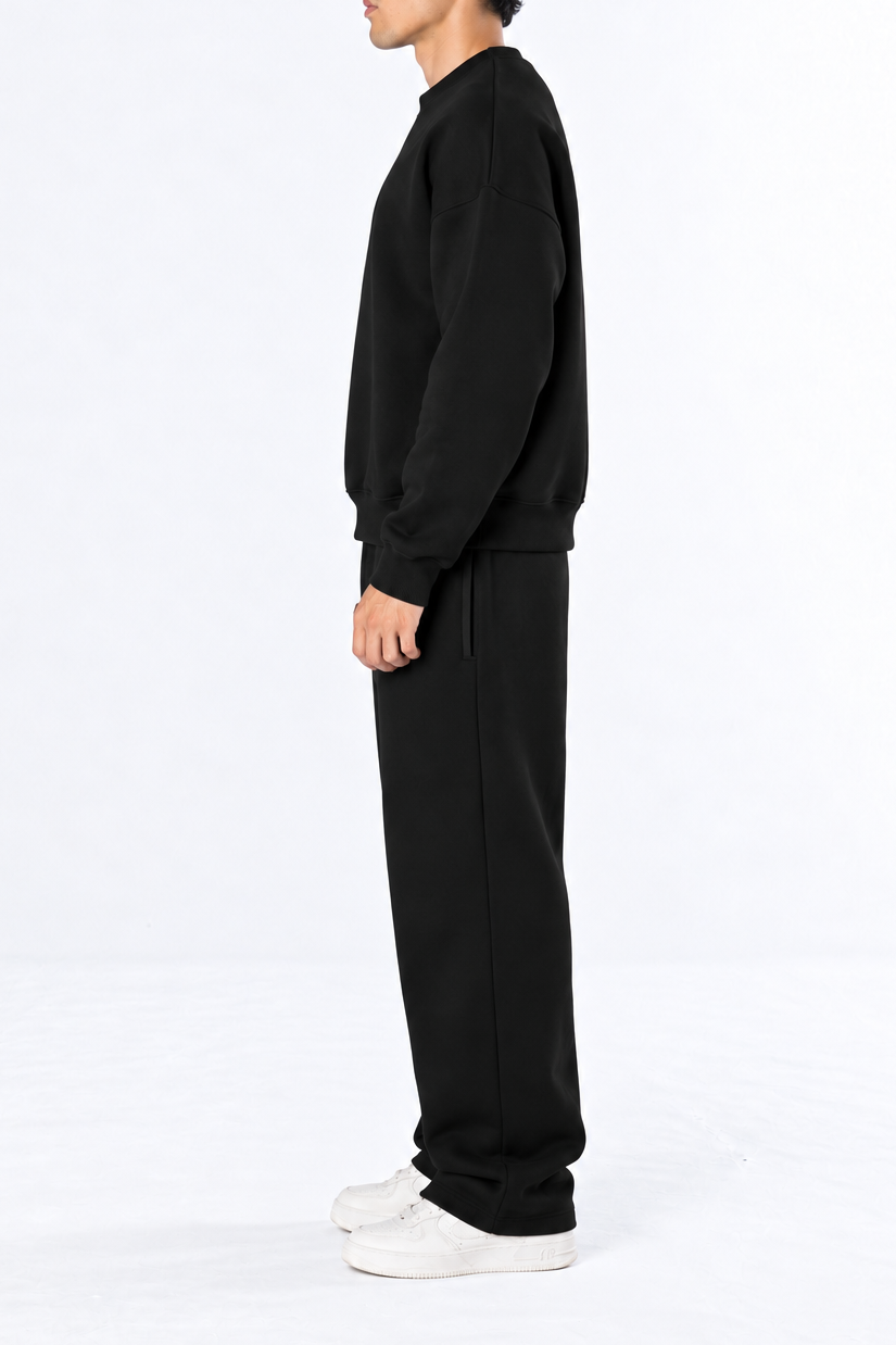 Boxy Crewneck Set - Black