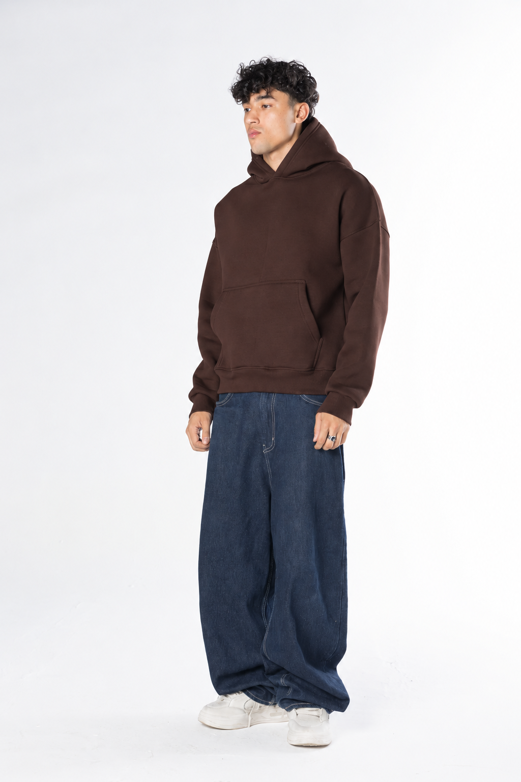 Boxy Fit Hoodie - brown