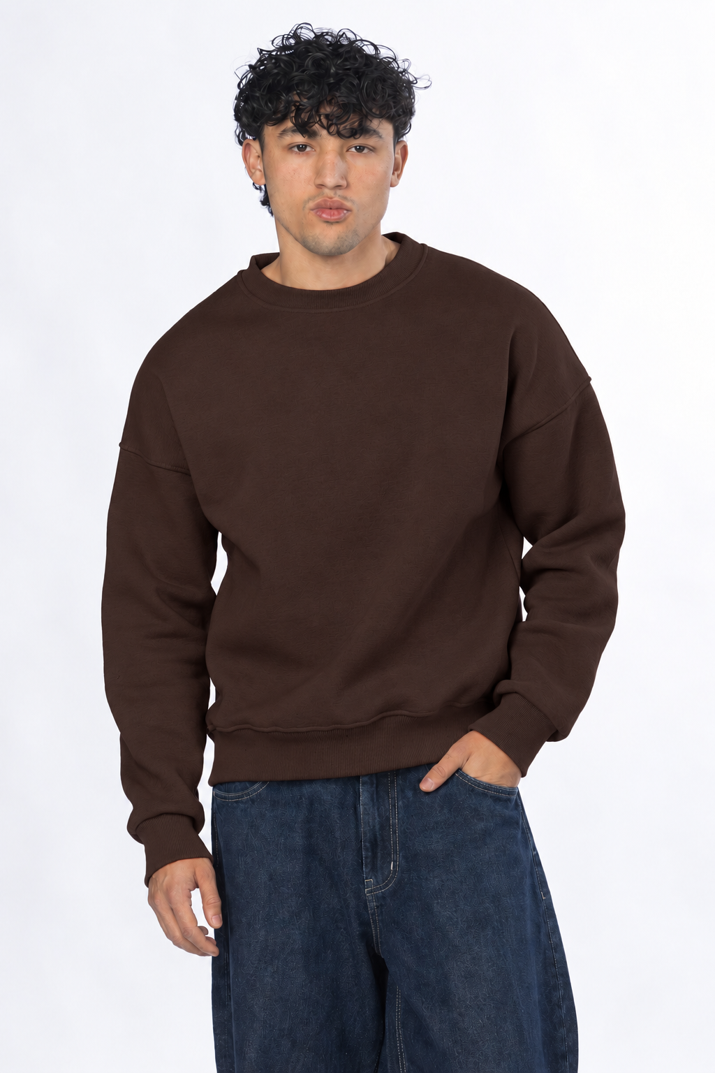 Boxy fit crewneck -  Brown