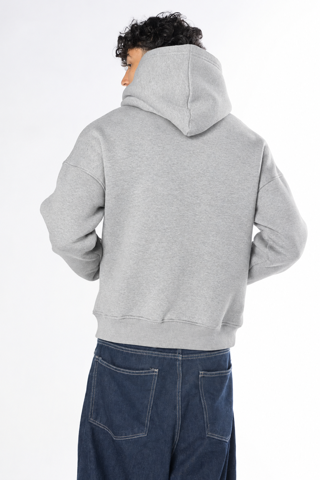 Double Zip-Up Hoodie (Boxy Fit) - Ash Grey