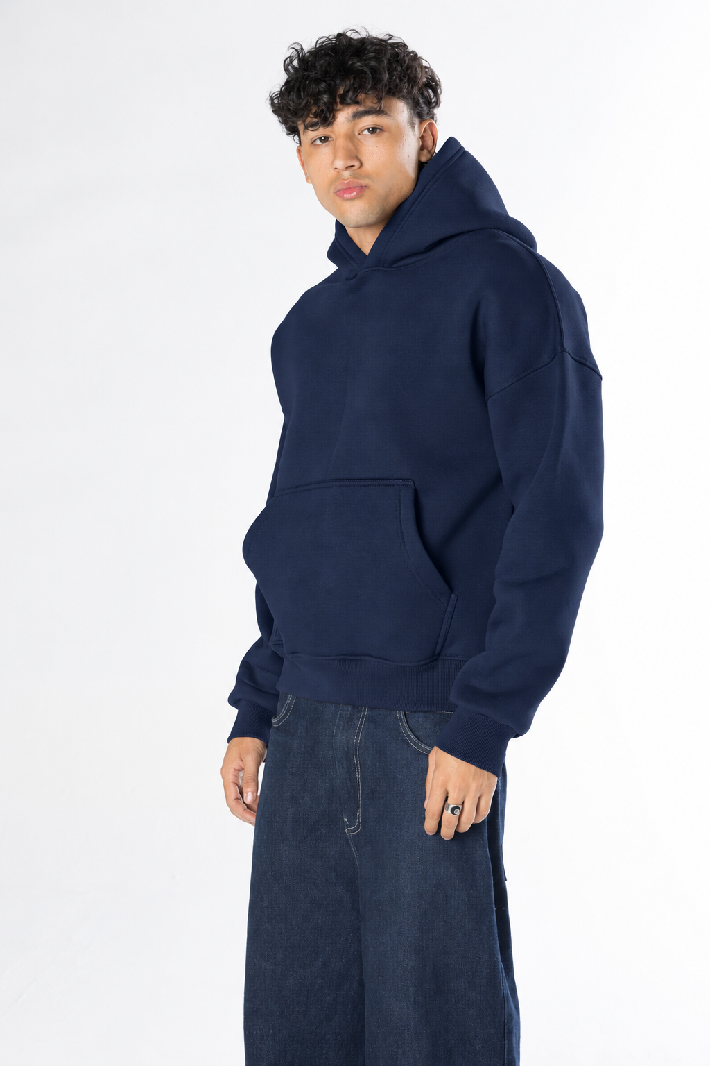 Boxy Fit Hoodie - Navy blue