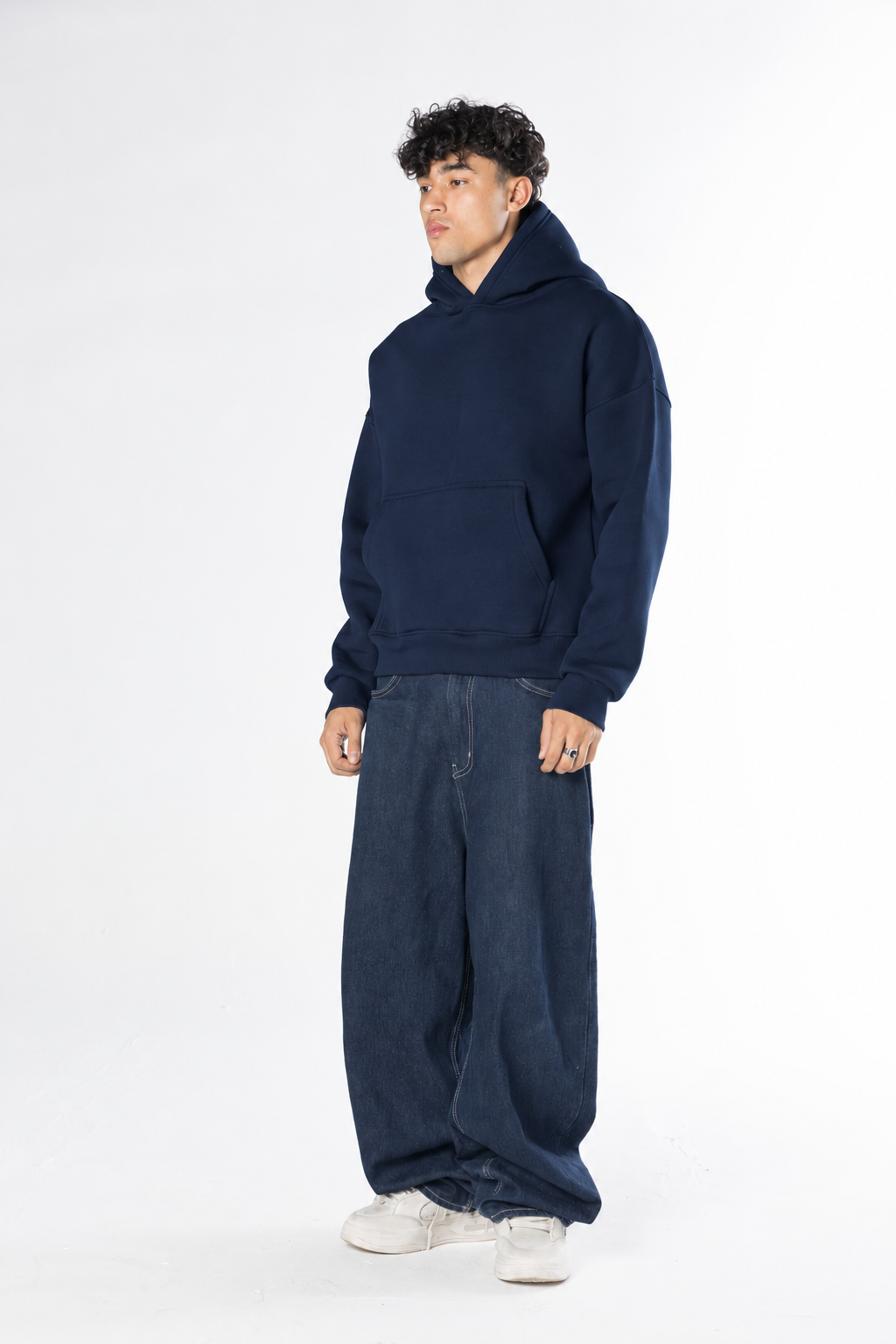 Boxy Fit Hoodie - Navy blue