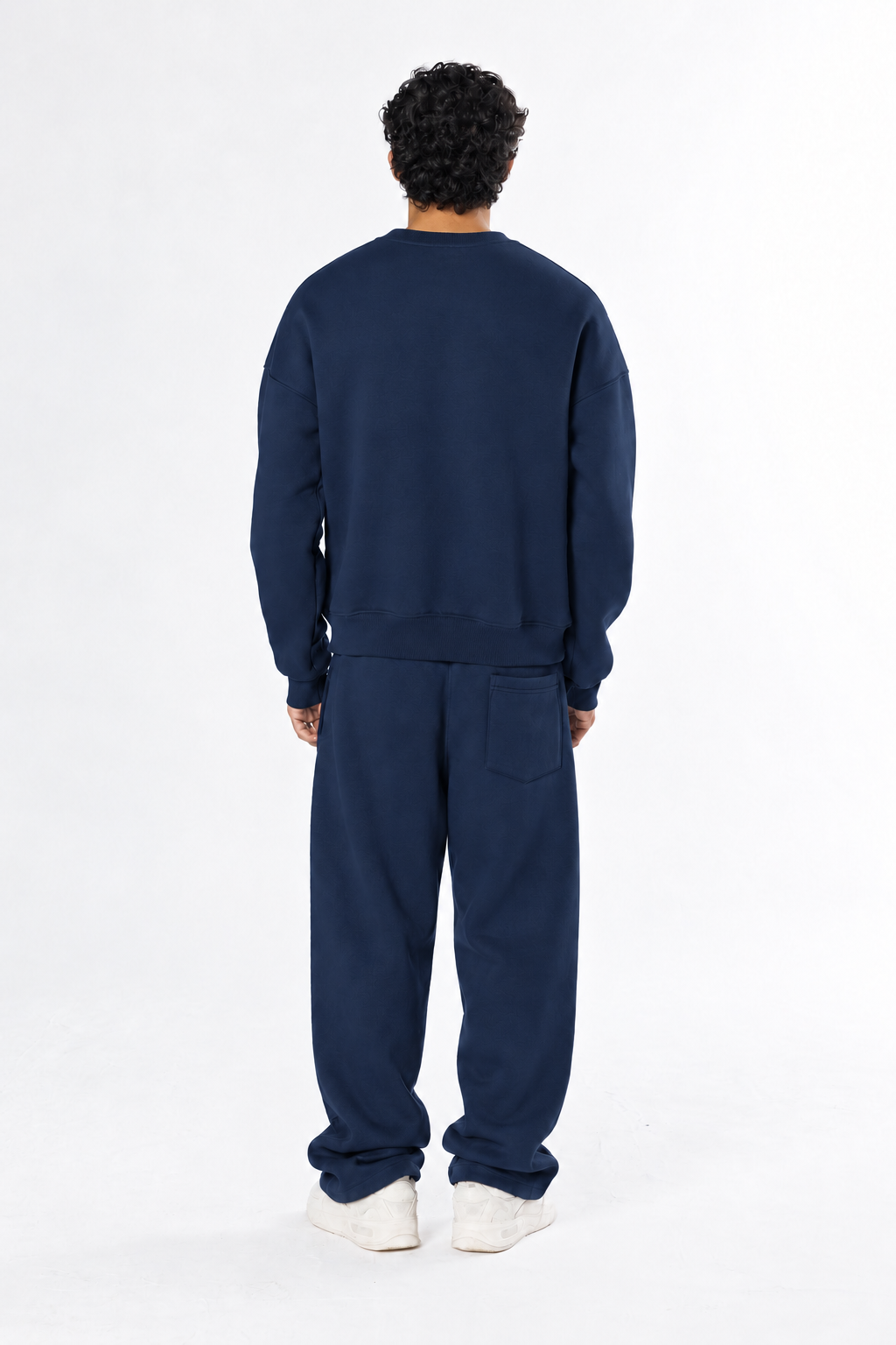 Boxy Crewneck Set - Navy Blue