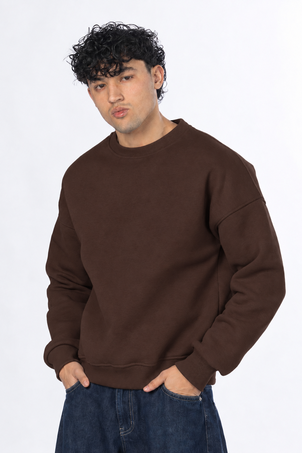 Boxy fit crewneck -  Brown