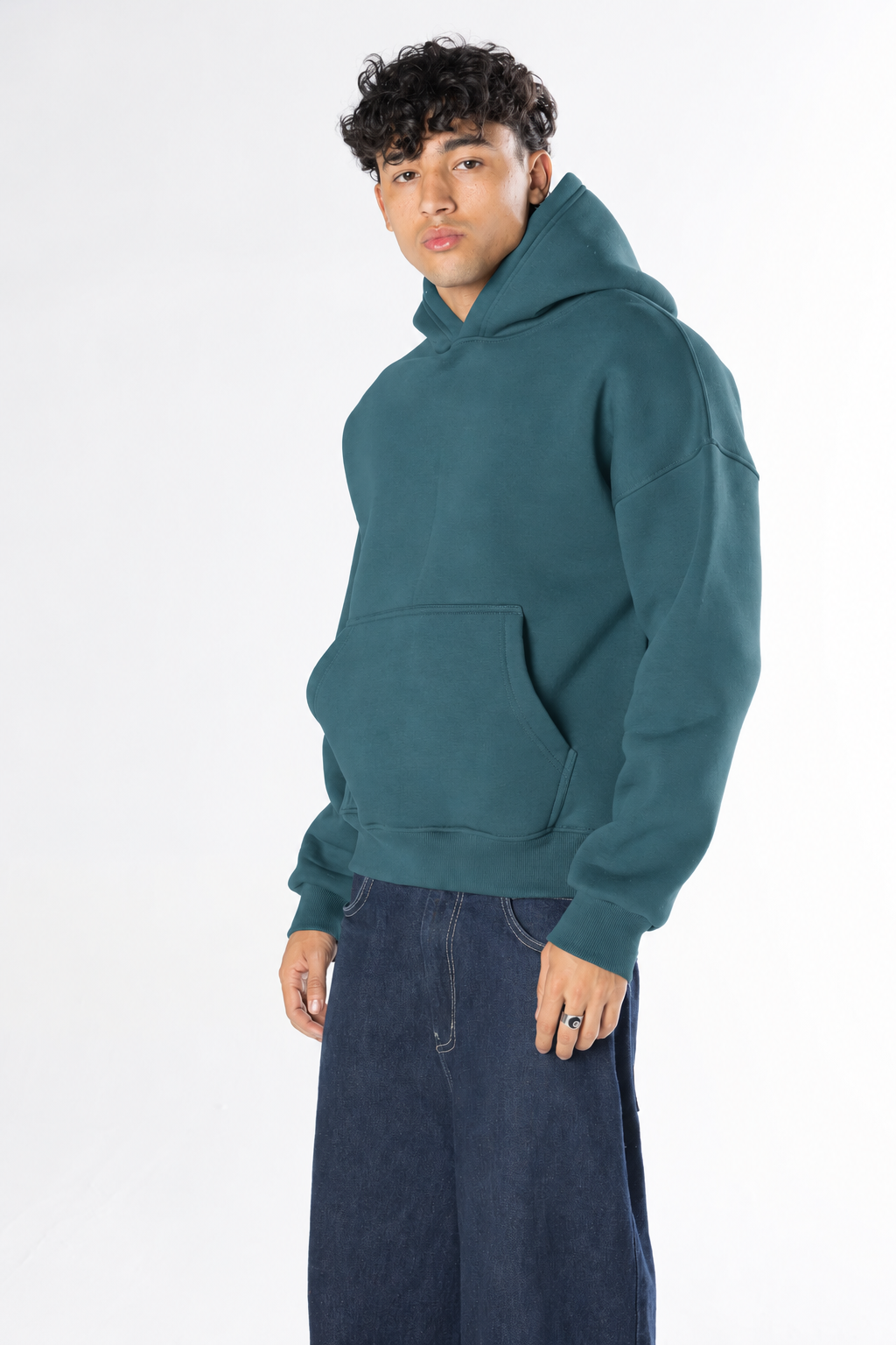 Boxy Fit Hoodie - Petrol green