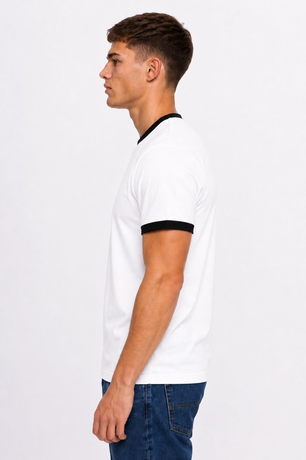 Ringer T-shirt  White × black