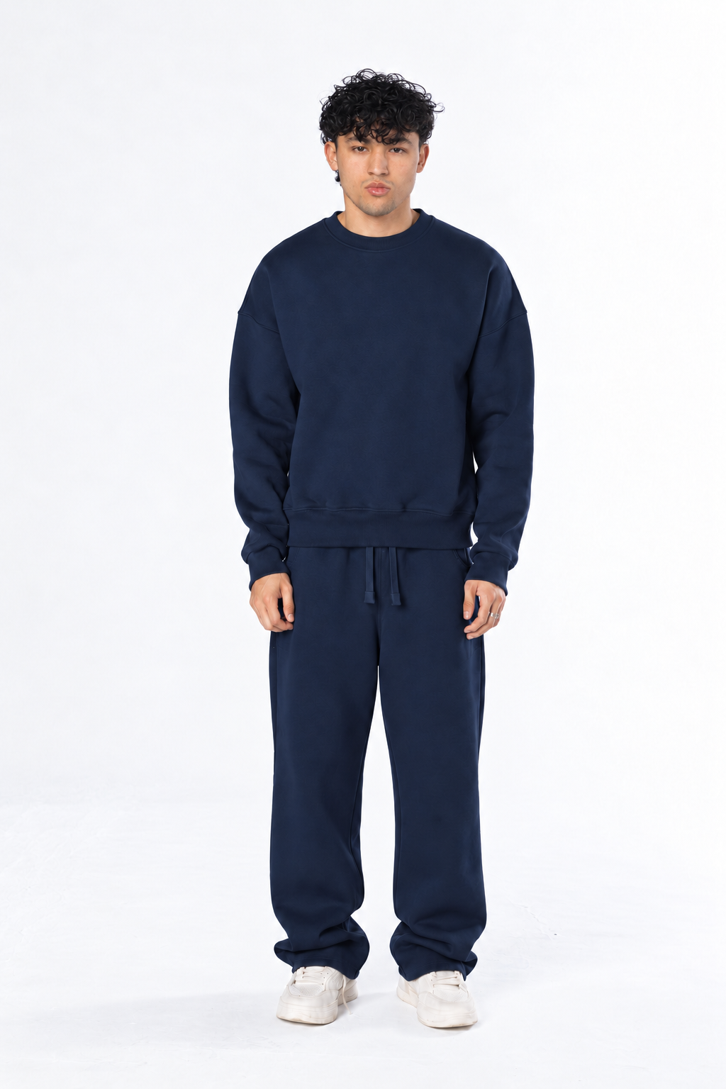 Boxy Crewneck Set - Navy Blue