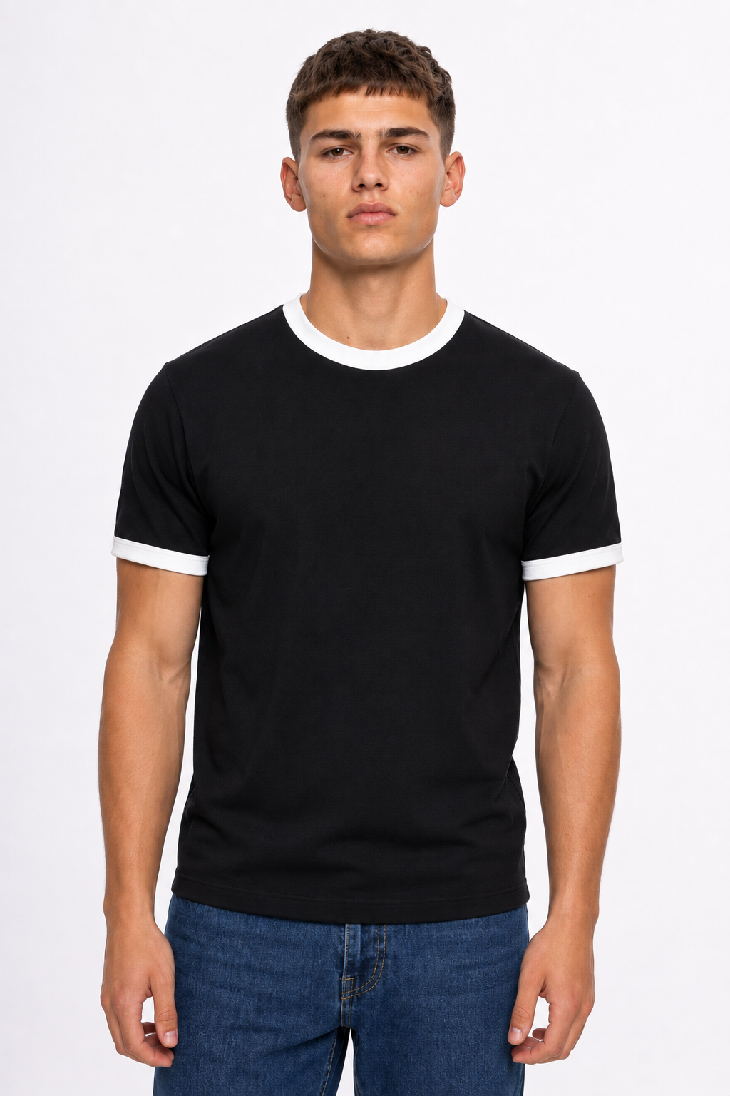 Ringer T-shirt  Black × white