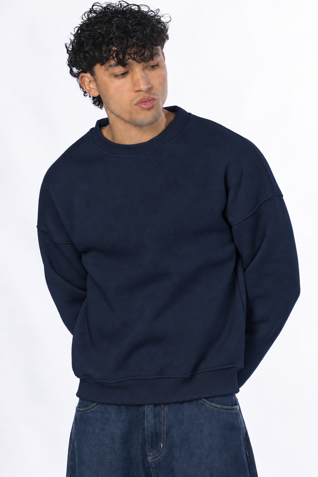 Boxy fit crewneck - Navy blue