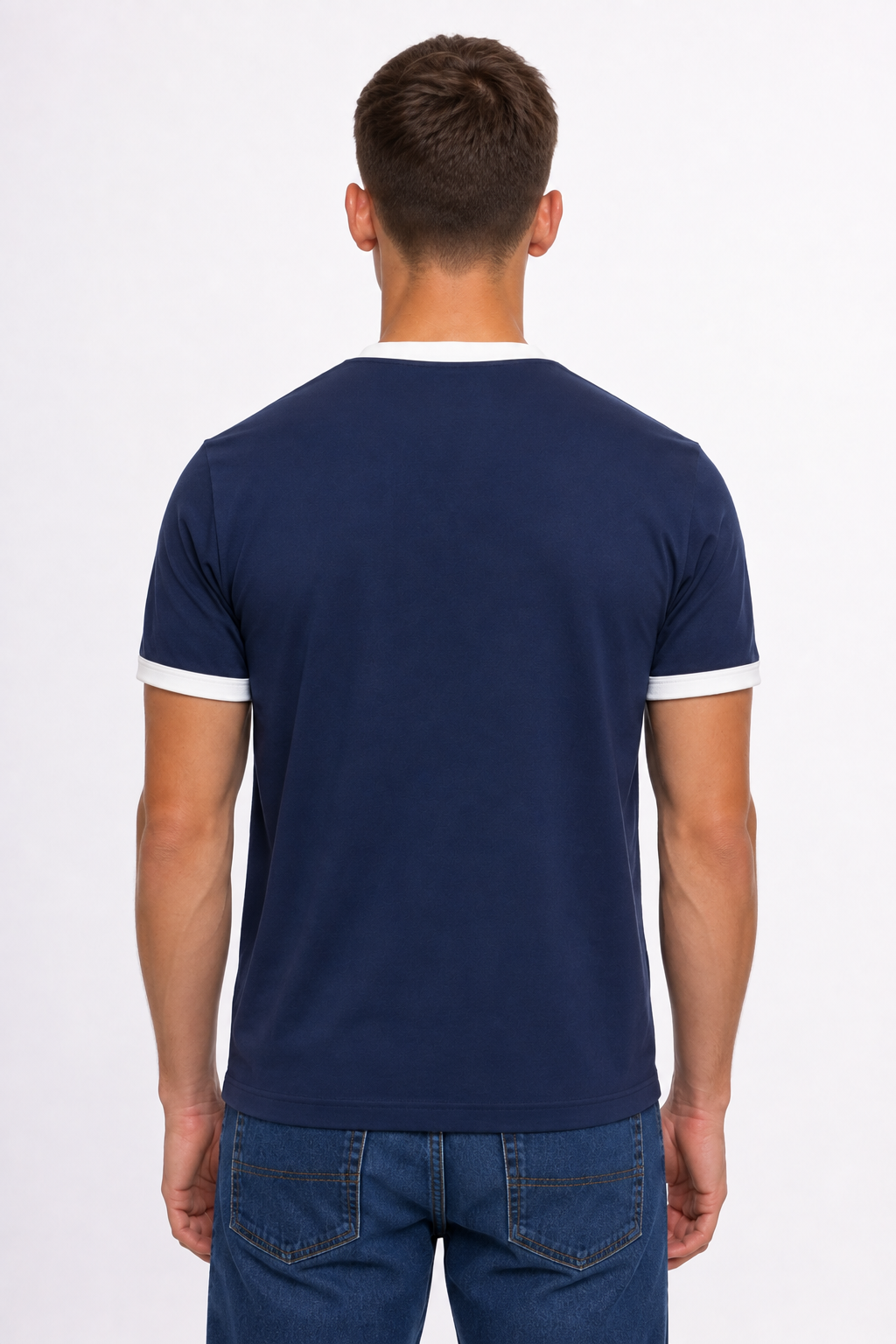 Ringer T-shirt  Navy Blue × white