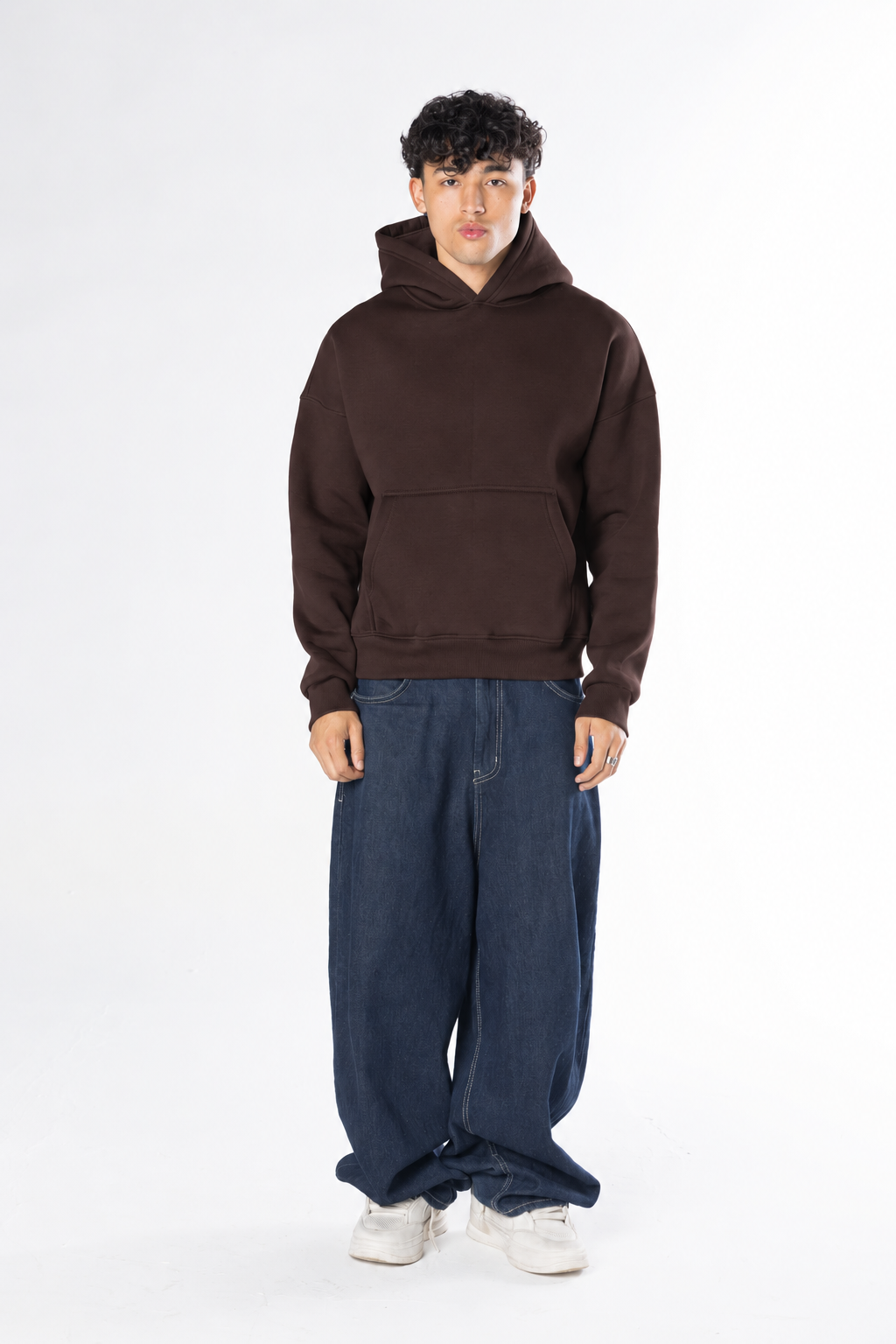 Boxy Fit Hoodie - brown