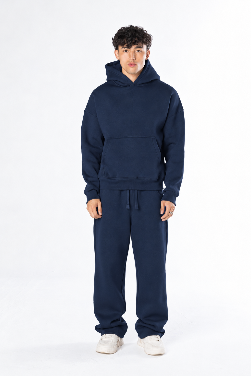 Boxy Hoodie Set - Navy Blue