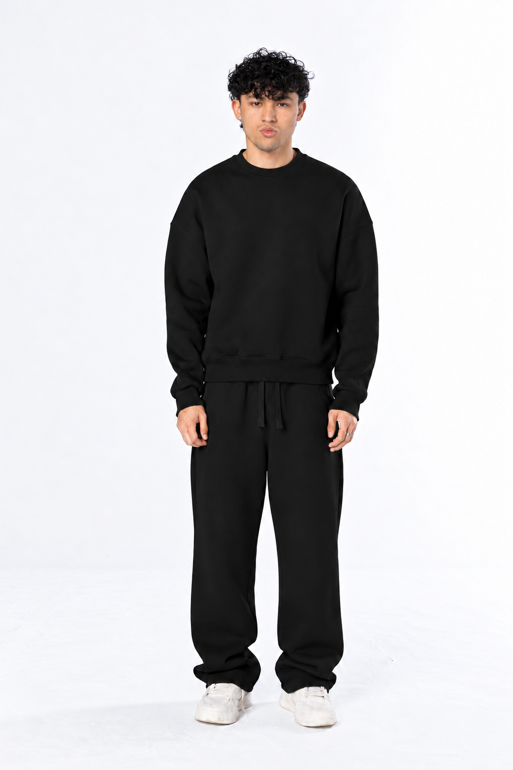 Boxy Crewneck Set - Black