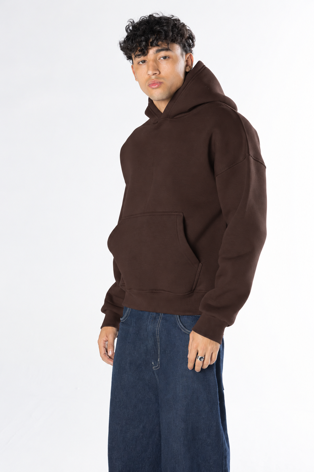 Boxy Fit Hoodie - brown