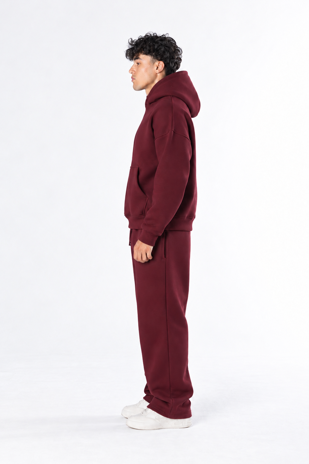Boxy Hoodie Set - Burgundy