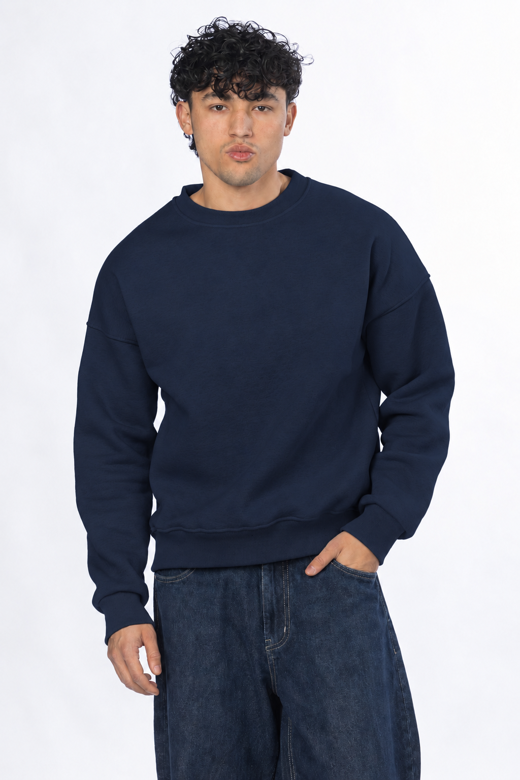 Boxy fit crewneck - Navy blue