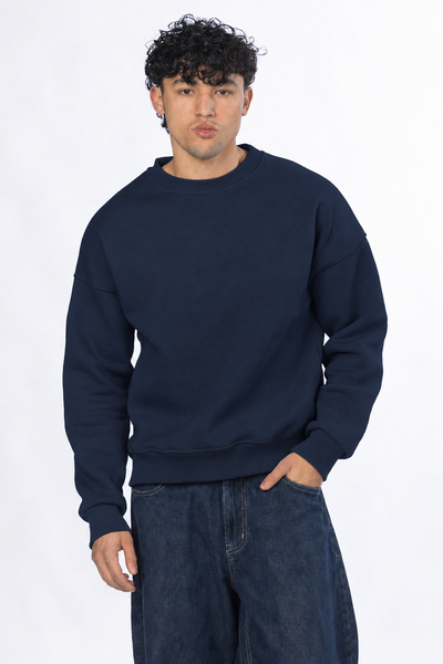 Boxy fit crewneck - Navy blue