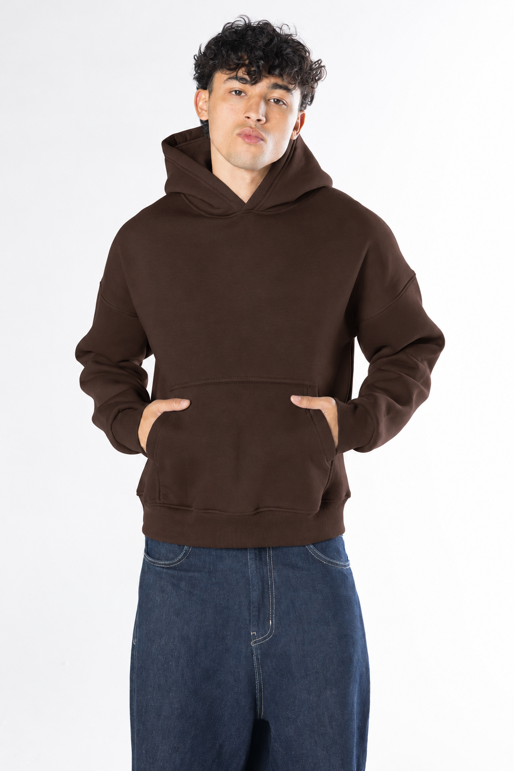 Boxy Fit Hoodie - brown