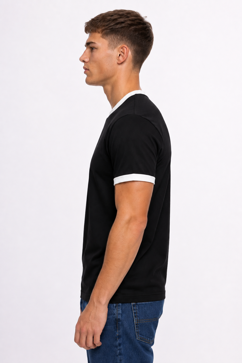 Ringer T-shirt  Black × white