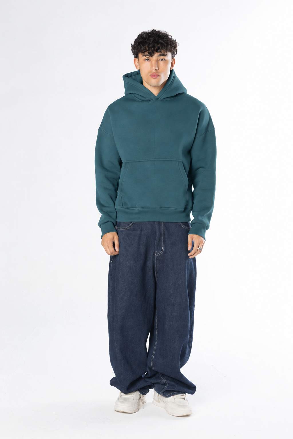 Boxy Fit Hoodie - Petrol green