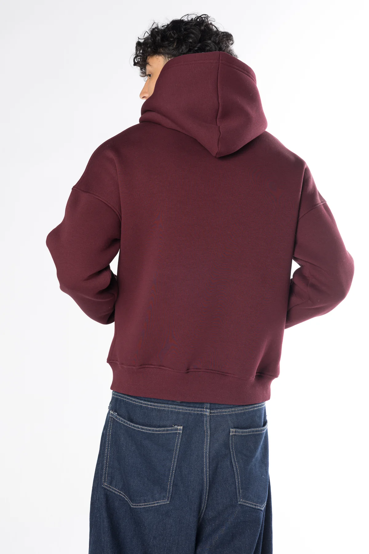 Double Zip-Up Hoodie (Boxy Fit) - Burgundy