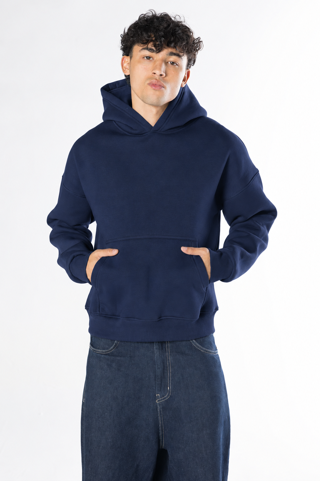 Boxy Fit Hoodie - Navy blue