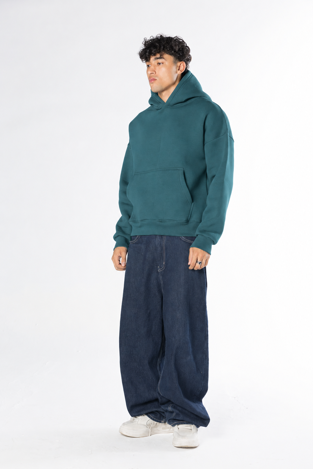 Boxy Fit Hoodie - Petrol green