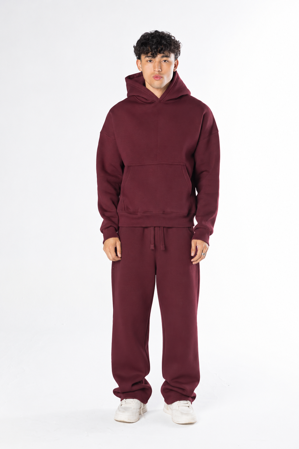Boxy Hoodie Set - Burgundy