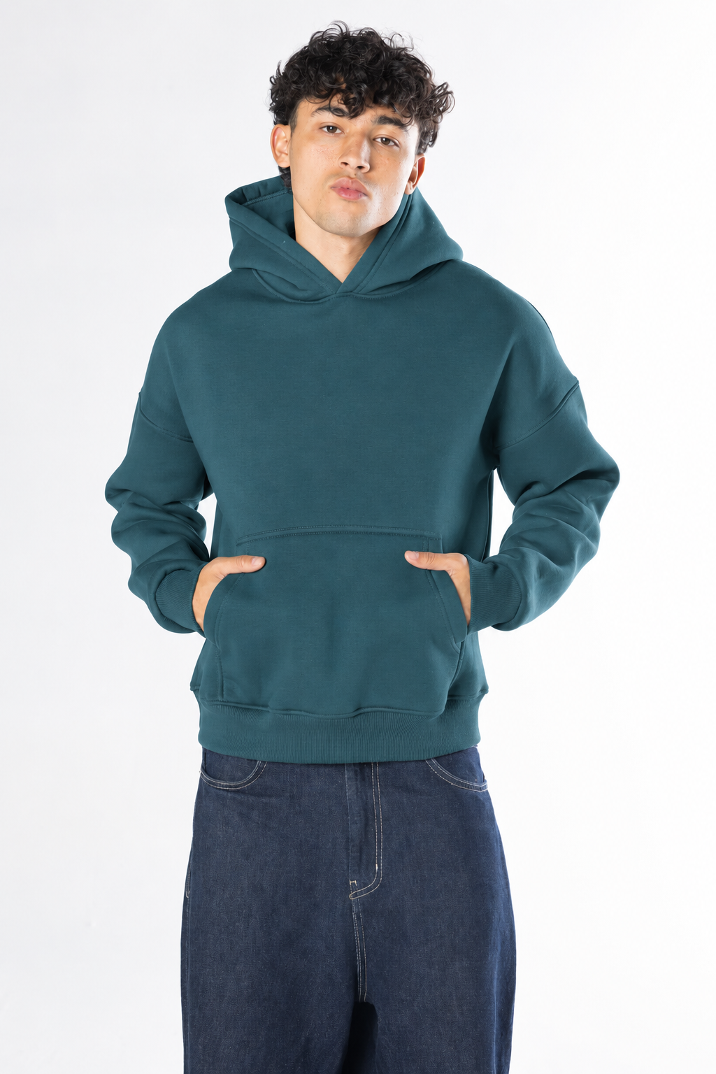 Boxy Fit Hoodie - Petrol green