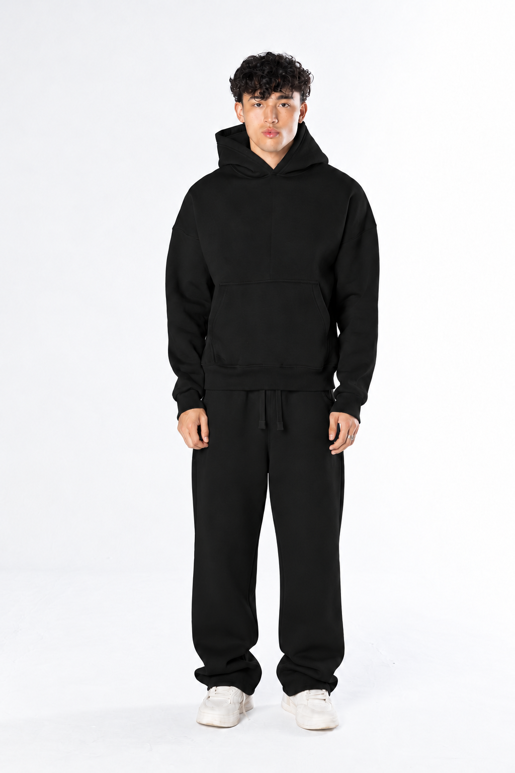 Boxy Hoodie Set - Black
