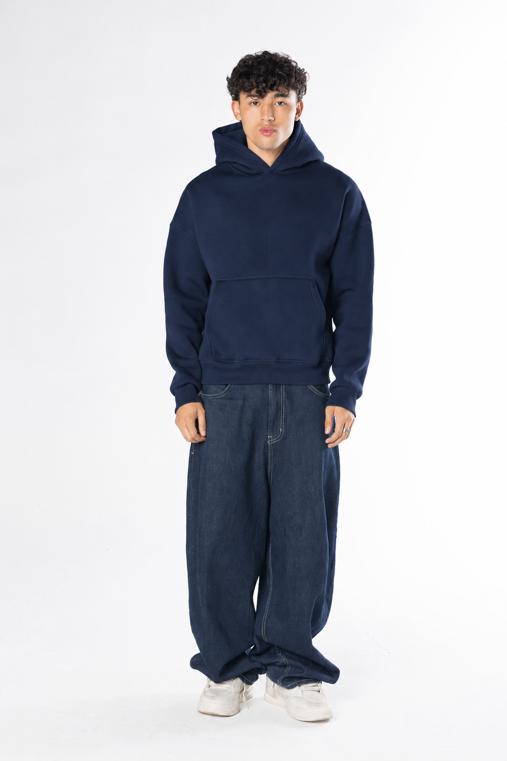 Boxy Fit Hoodie - Navy blue