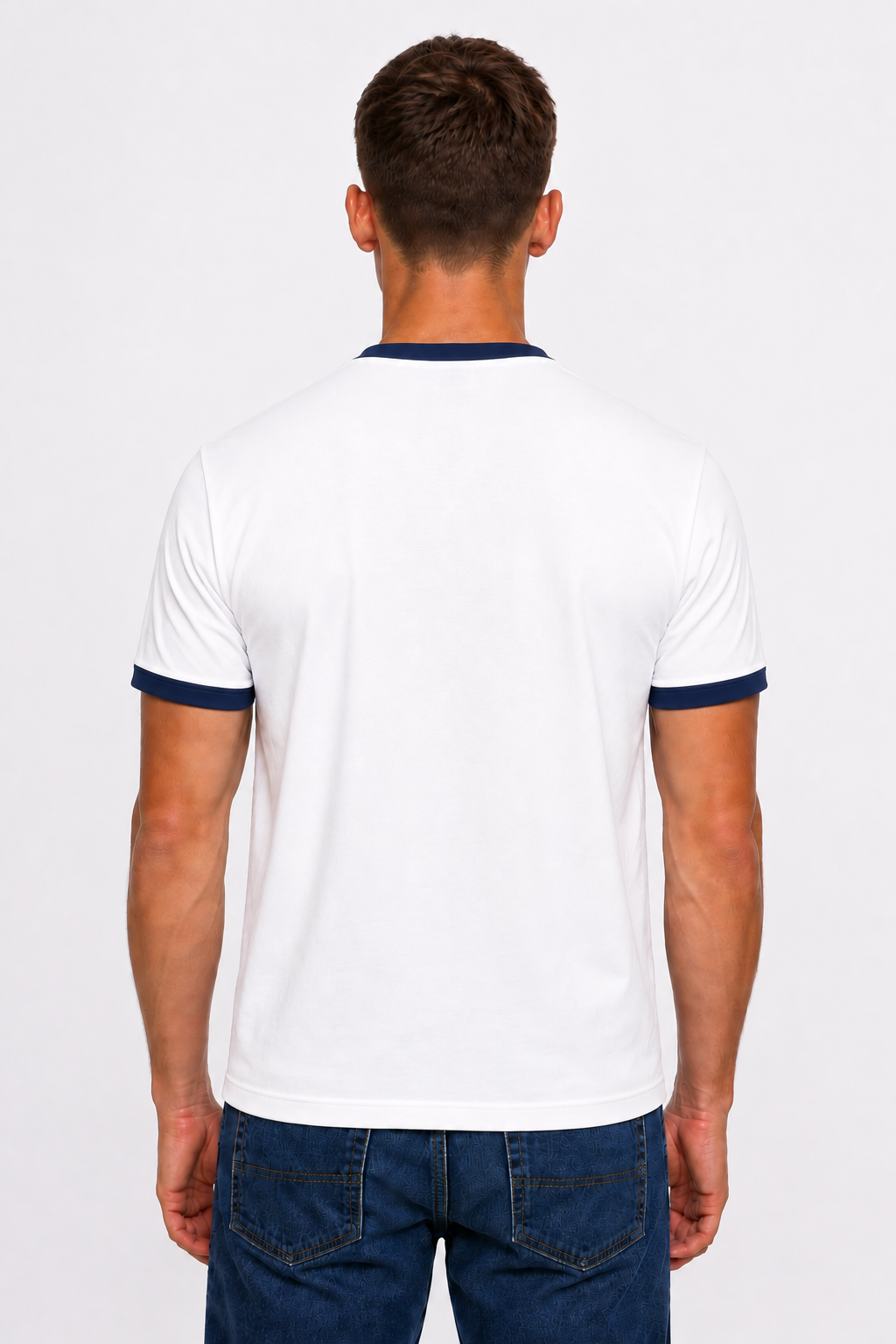Ringer T-shirt White × navy blue