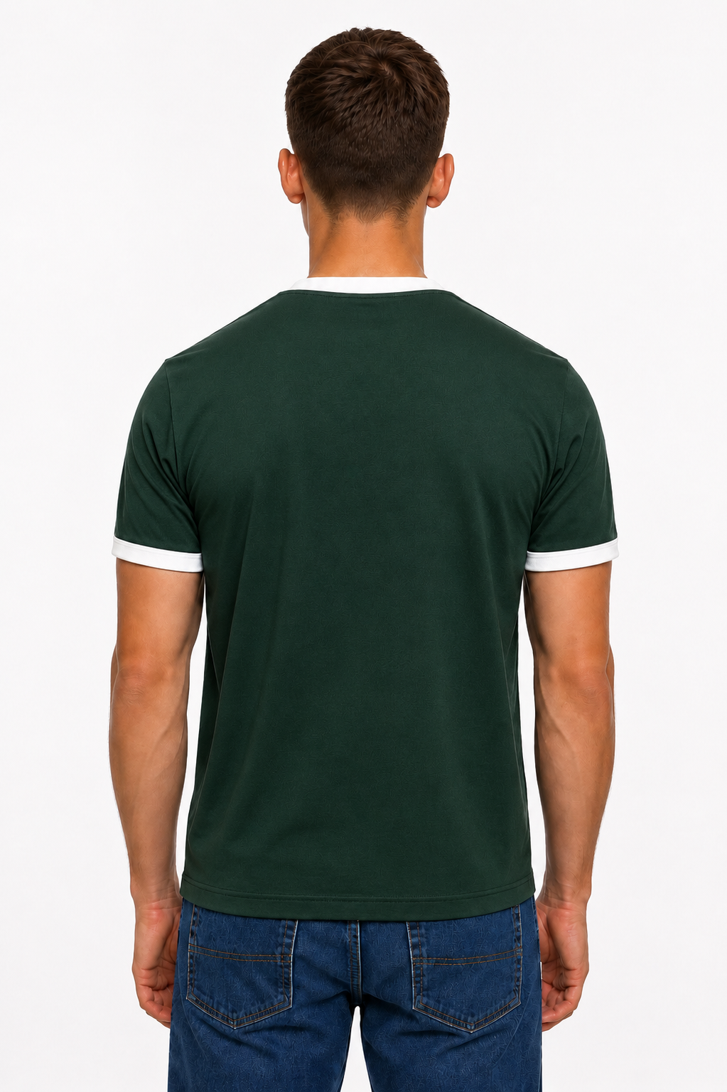 Ringer T-shirt  Olive Green × White