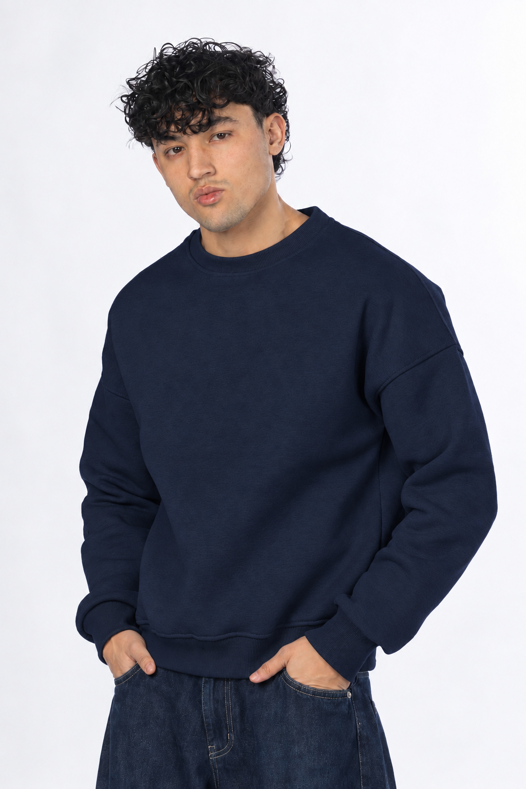 Boxy fit crewneck - Navy blue
