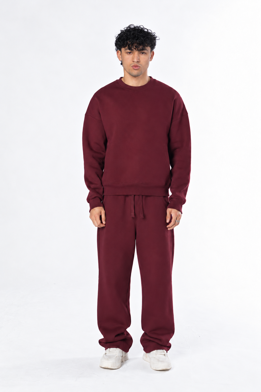 Boxy Crewneck Set - Burgundy
