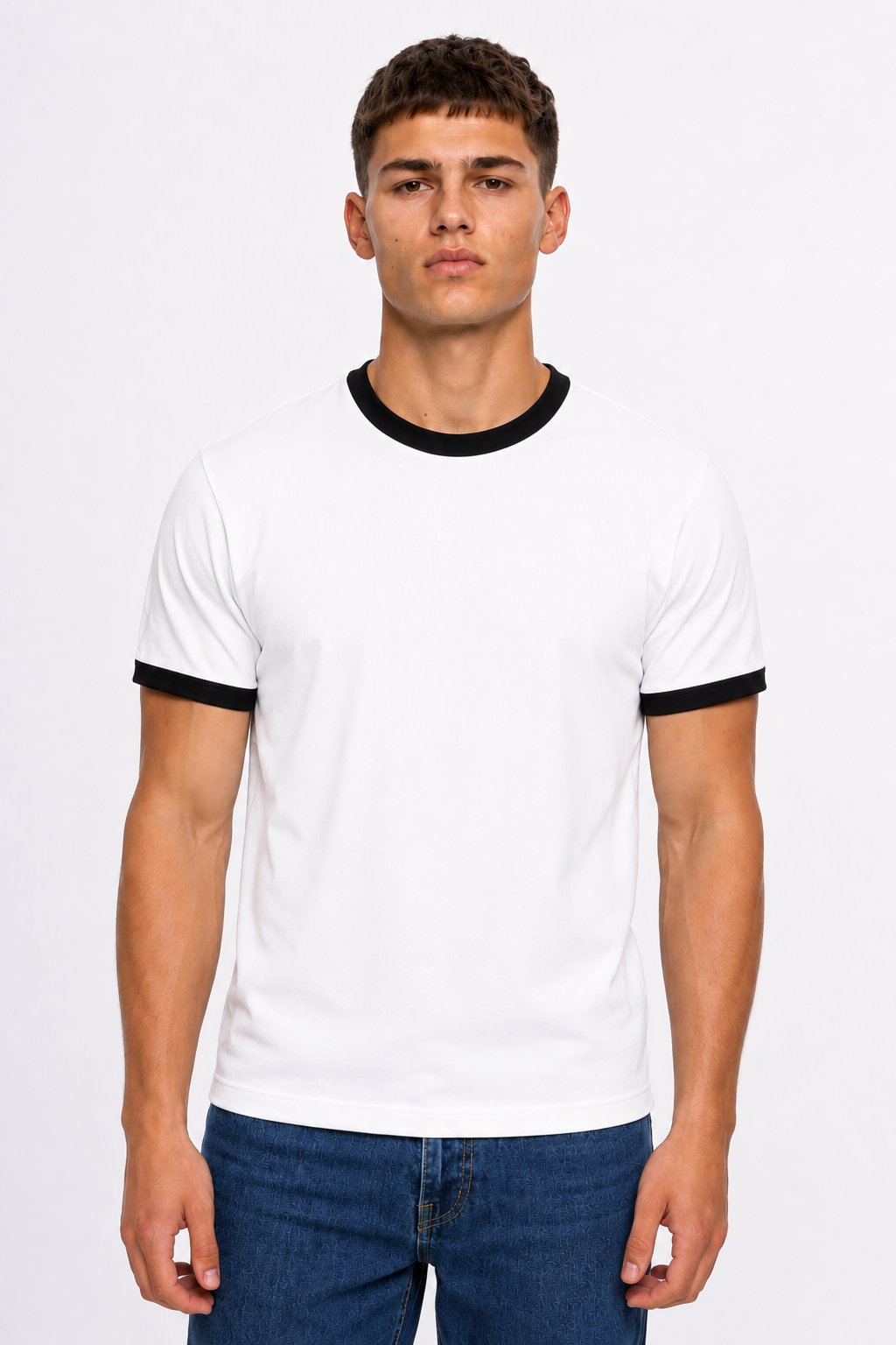Ringer T-shirt  White × black