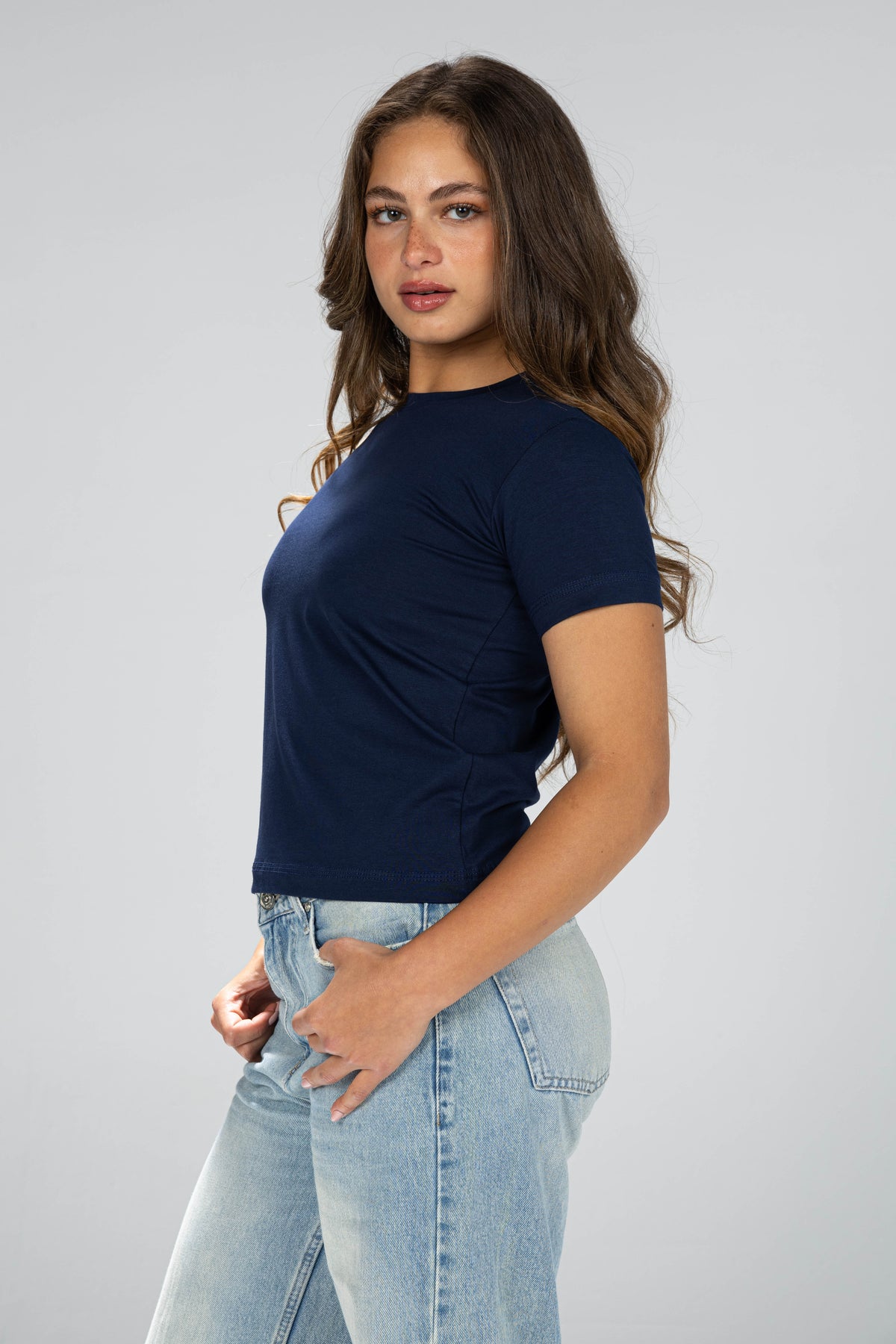 blank baby tee - Navy blue