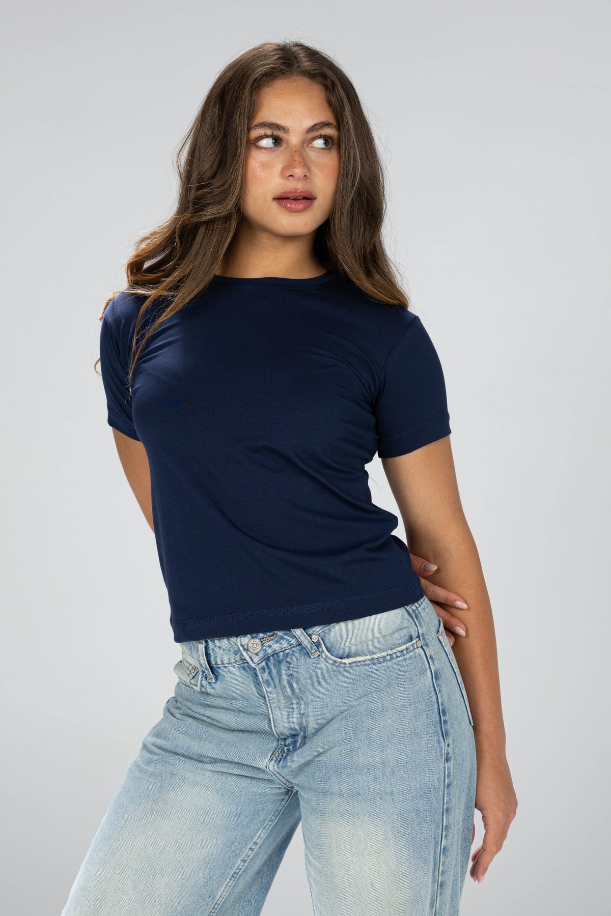 blank baby tee - Navy blue