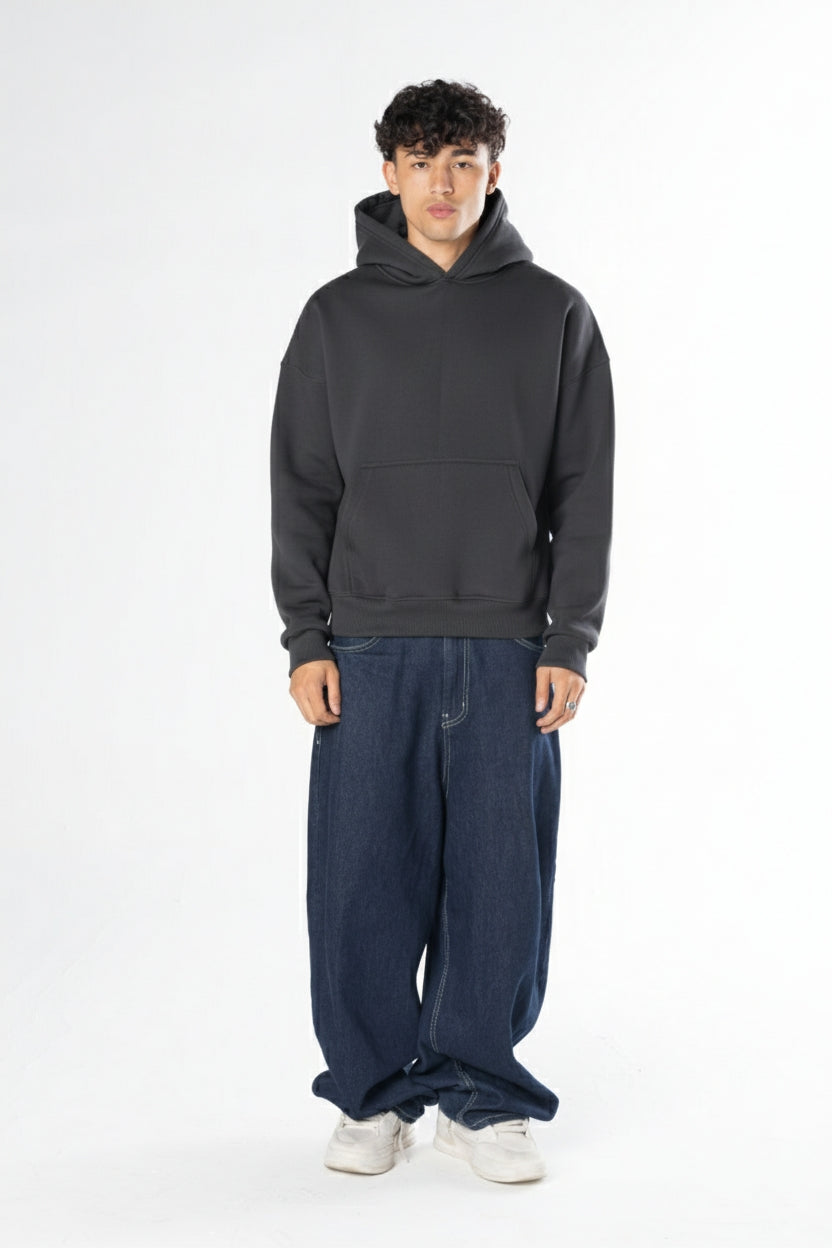 Boxy Fit Hoodie - Dark Grey