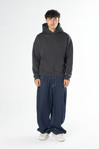 Boxy Fit Hoodie - Dark Grey