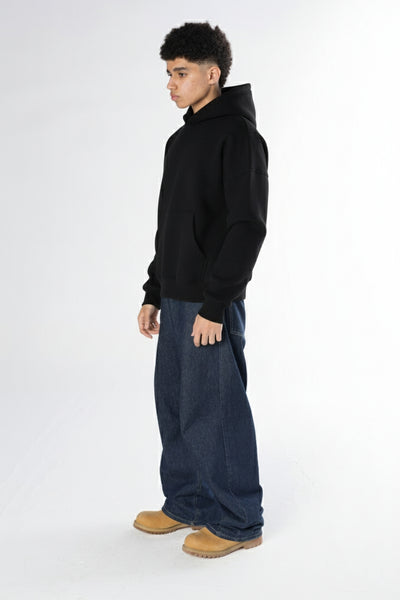Boxy Fit Hoodie -  Black