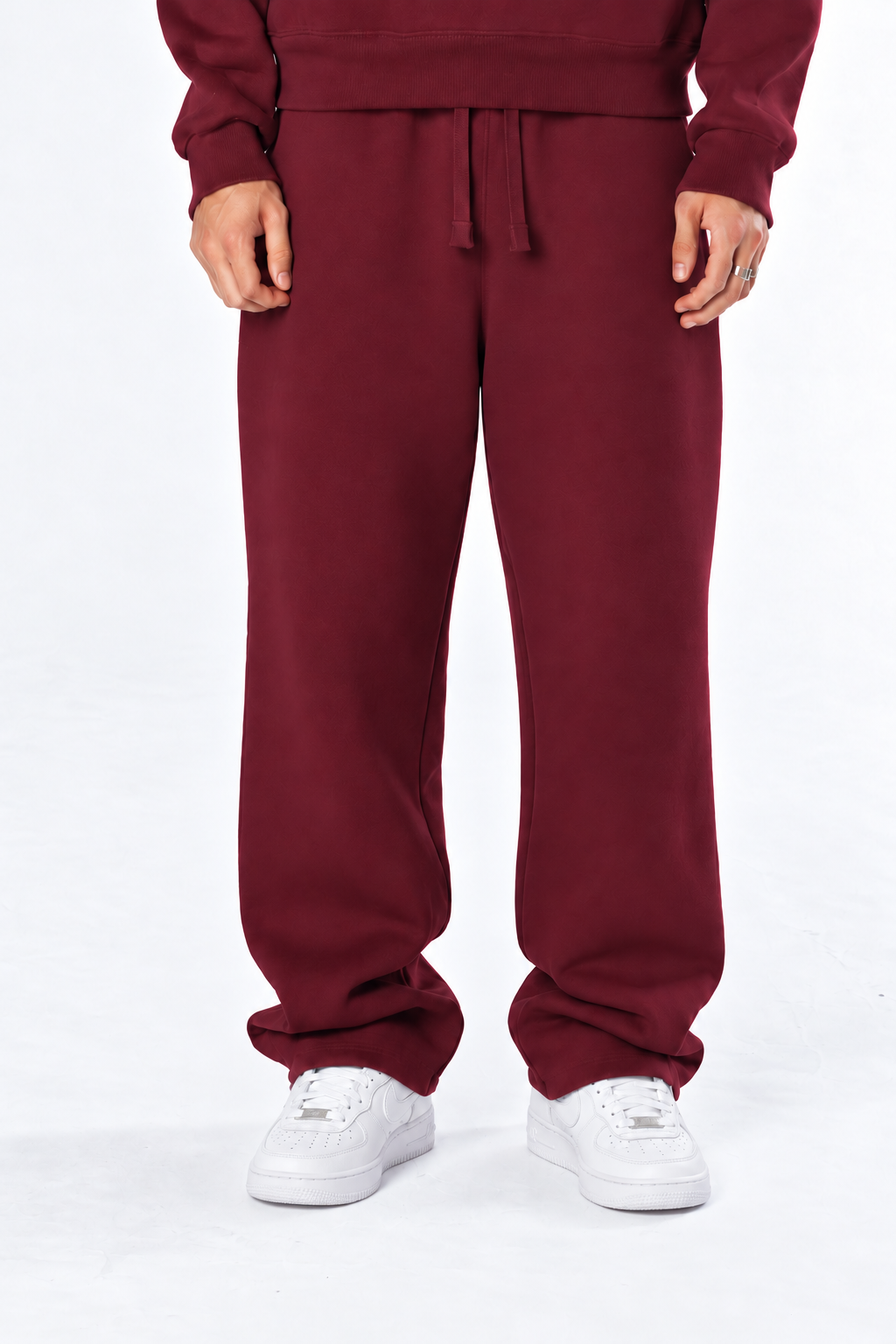 Straight Fit Sweatpants - Burgundy - corrected front view