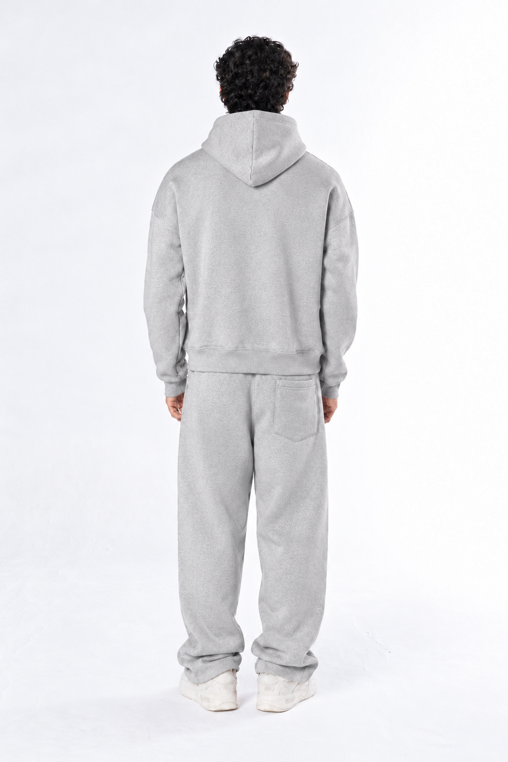 Double Zip-Up Hoodie & Street Fit Sweatpants Set - Ash Grey